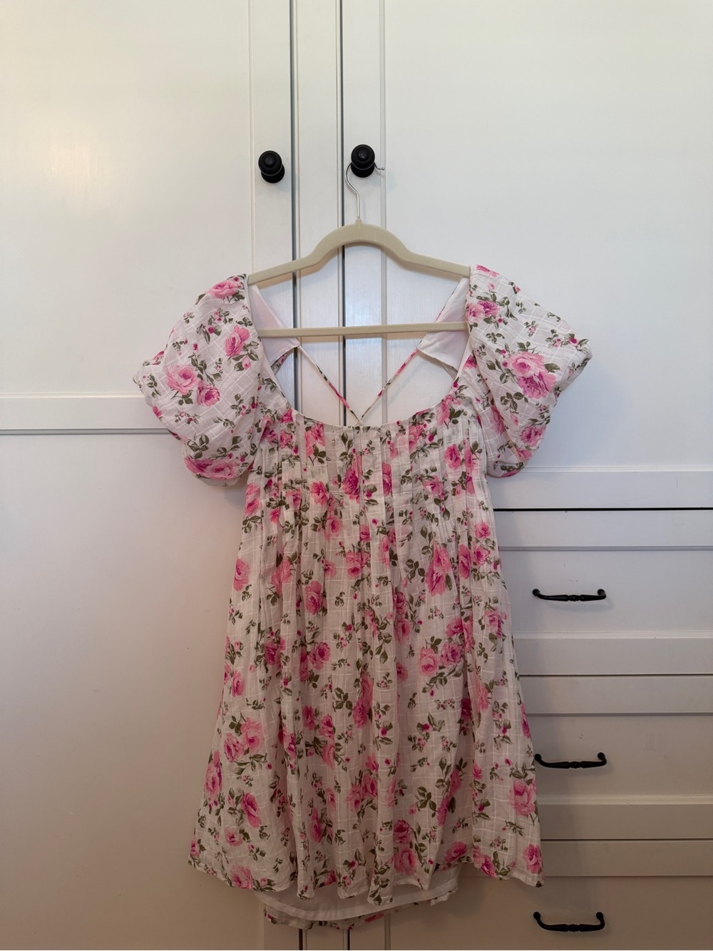 Pink Floral Short Sleeve Dress